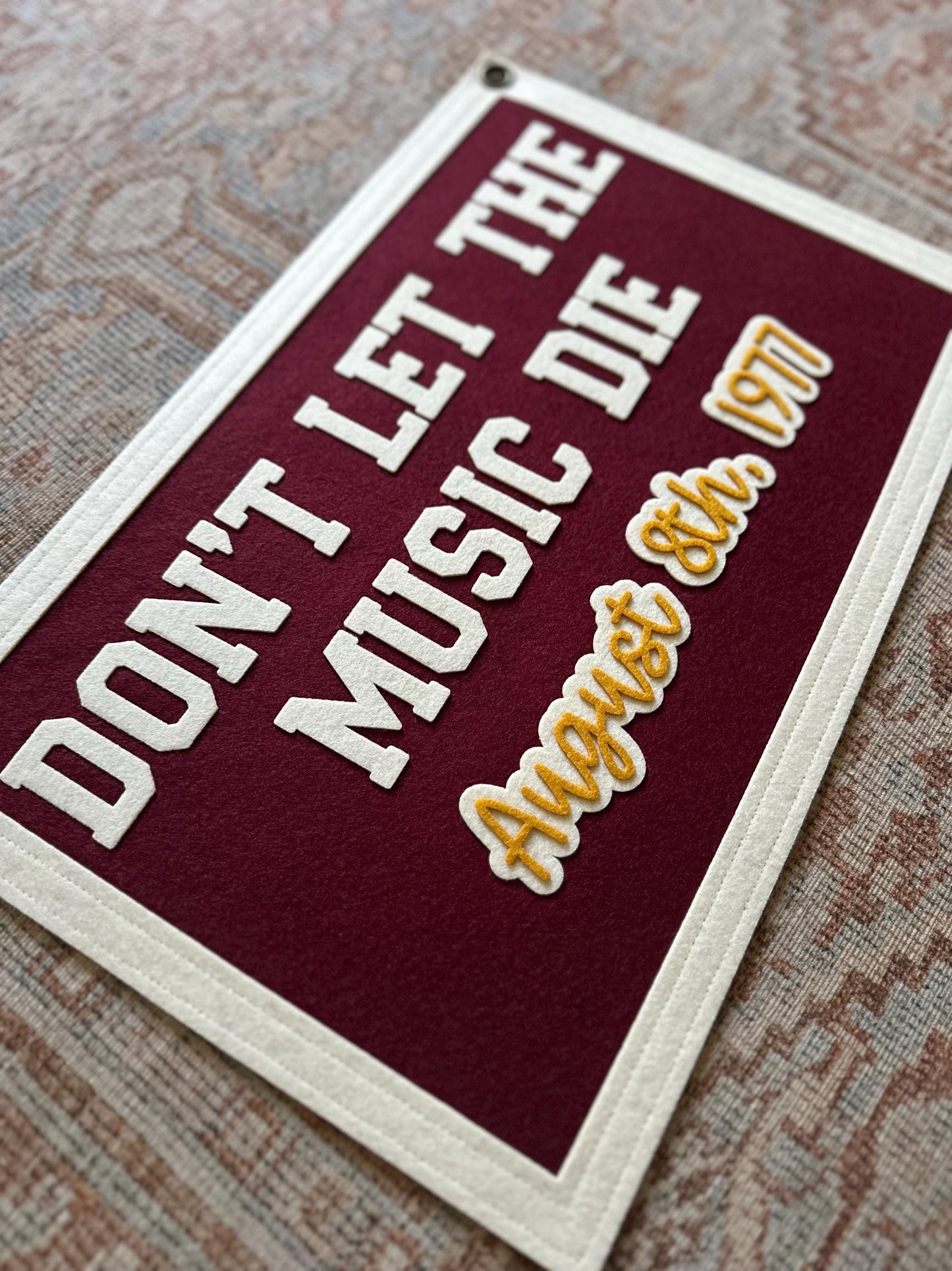 CUSTOM felt rectangle banner with sewn border, choose your own words, vintage wall hanging, felt pennant gift for gallery wall