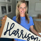 Extra large 38in. custom name felt pennant, over crib name flag, personalized wall decor for boy or girl,  neutral nursery decor name sign