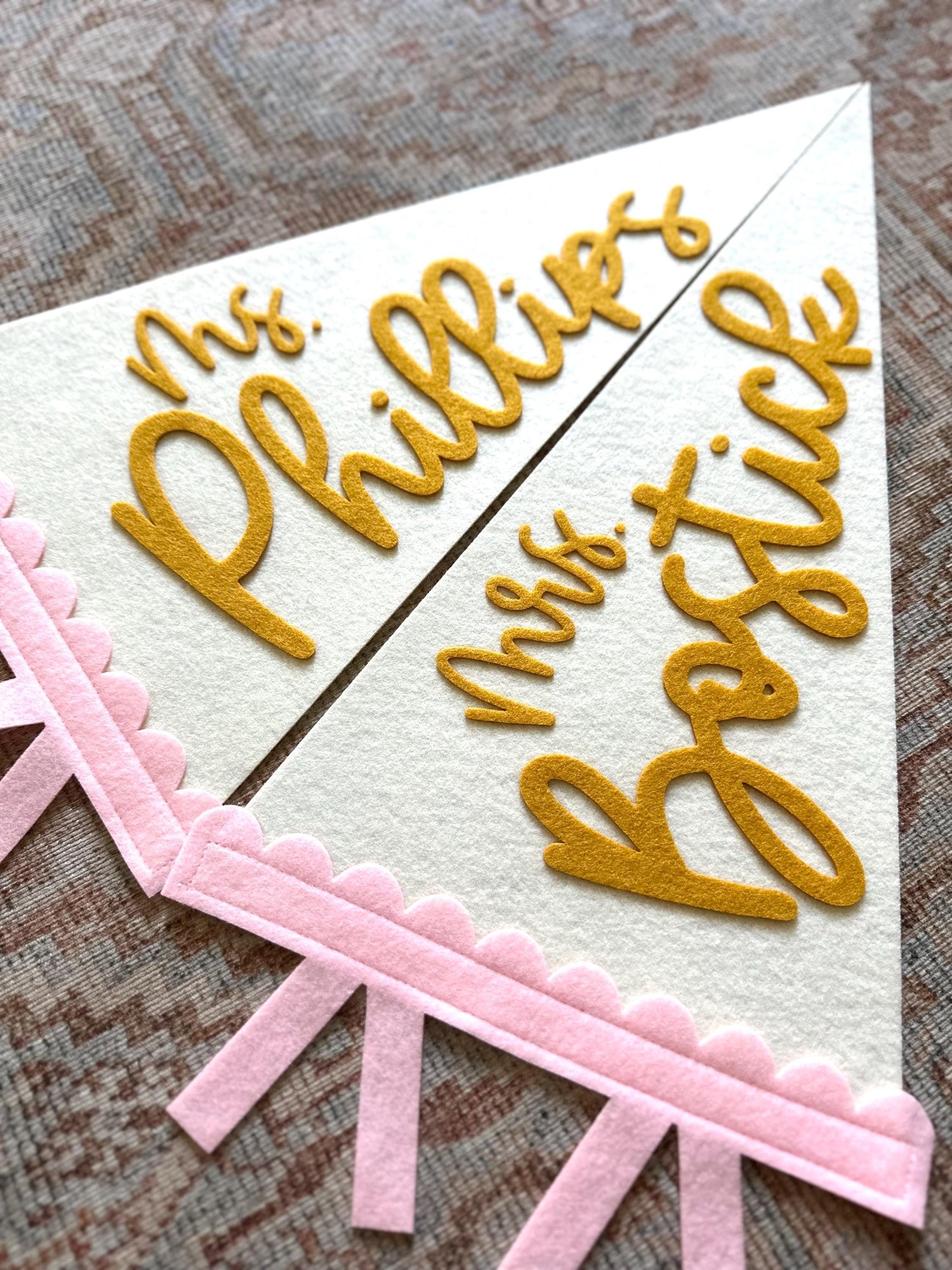 Teacher custom name pennant, personalized teacher gift for classroom door, 18" name flag gift from student