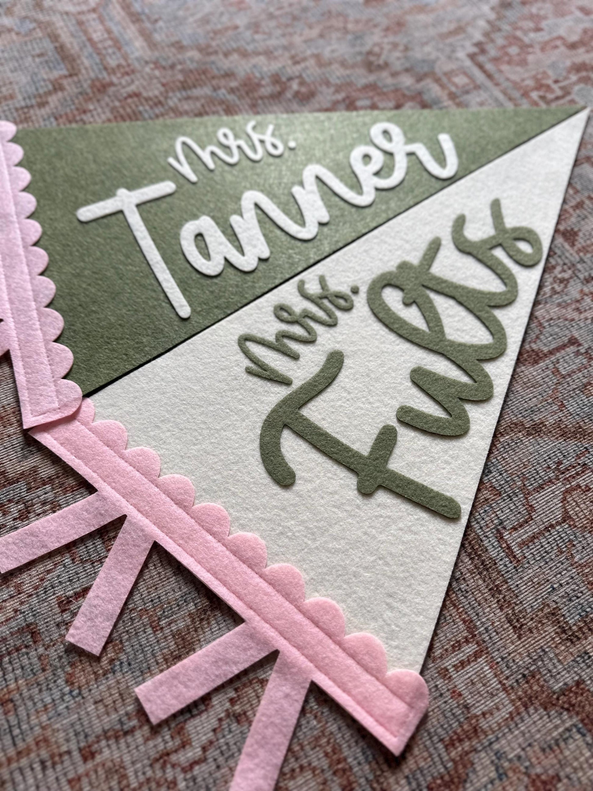 Teacher custom name pennant, personalized teacher gift for classroom door, 18" name flag gift from student