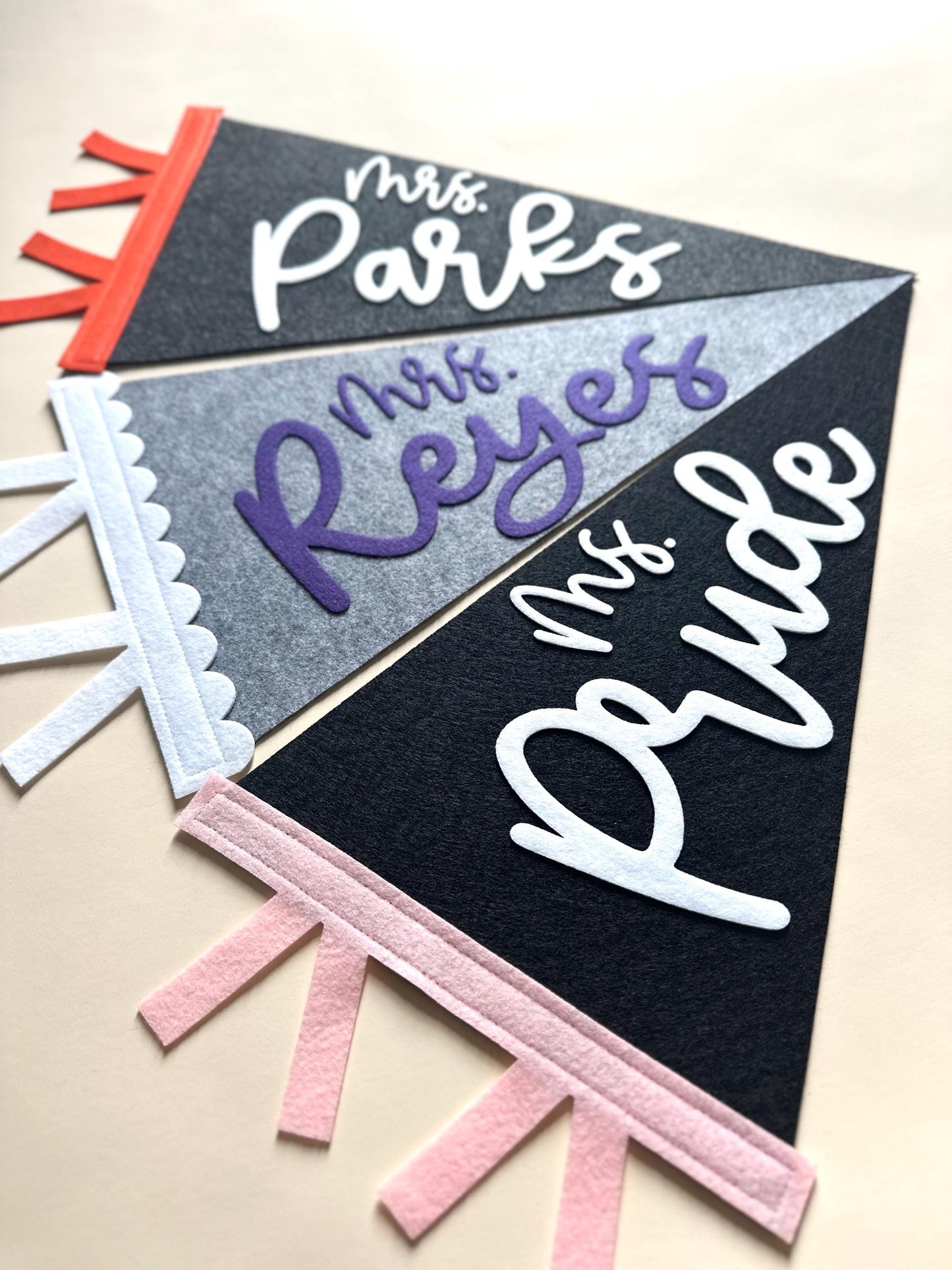 Teacher custom name pennant, personalized teacher gift for classroom door, 18" name flag gift from student