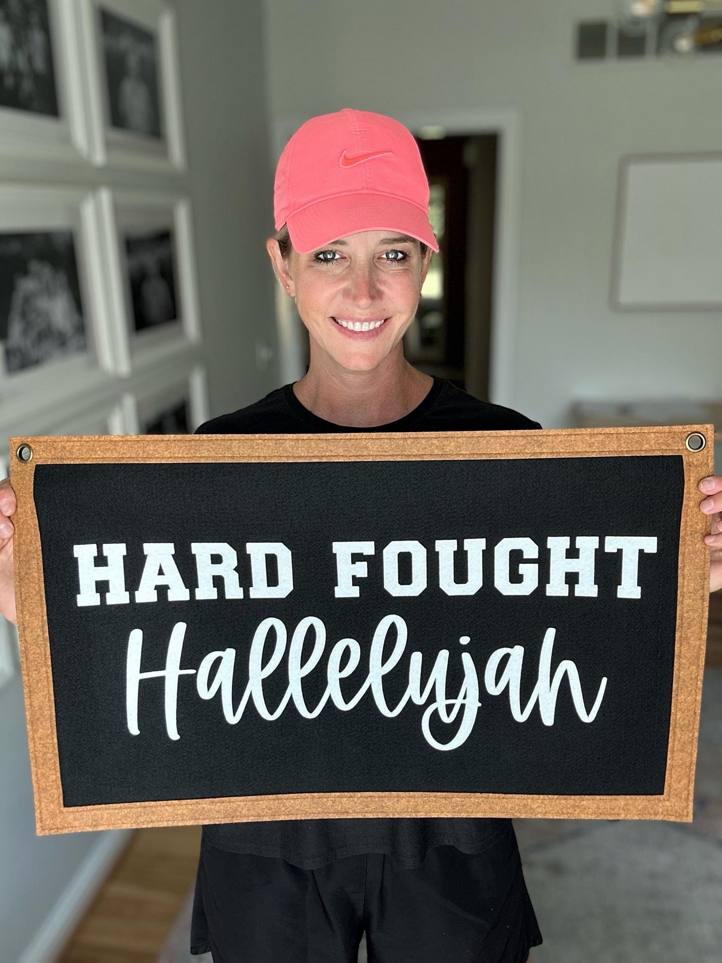 CUSTOM felt rectangle banner with sewn border, choose your own words, vintage wall hanging, felt pennant gift for gallery wall