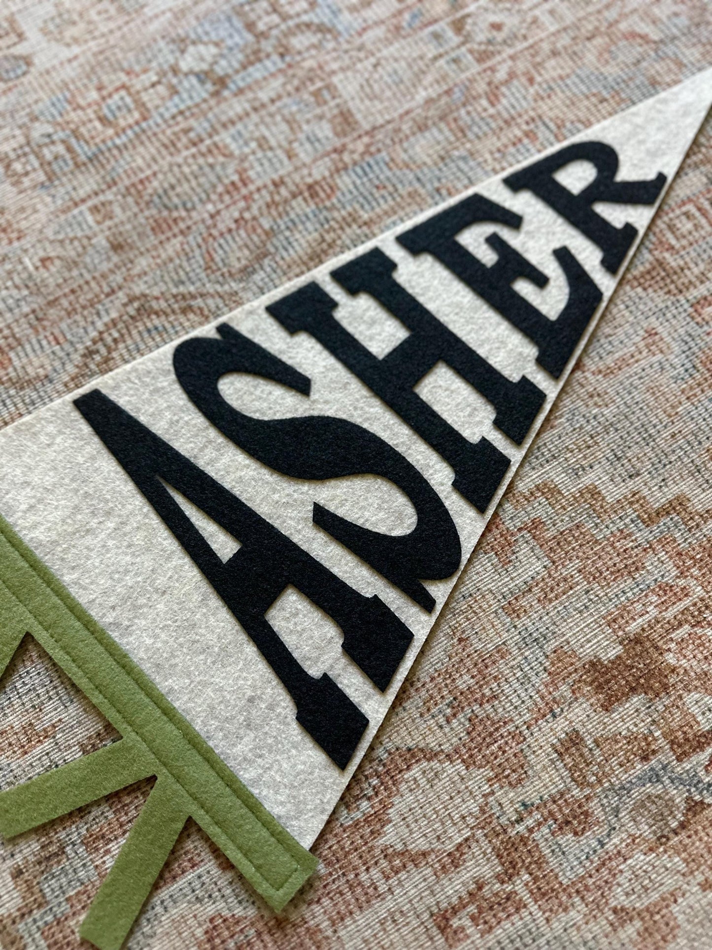 Custom PRINTED BLOCK name pennant, personalized baby gift, neutral nursery decor, personalized baby boy girl name flag, felt pennant