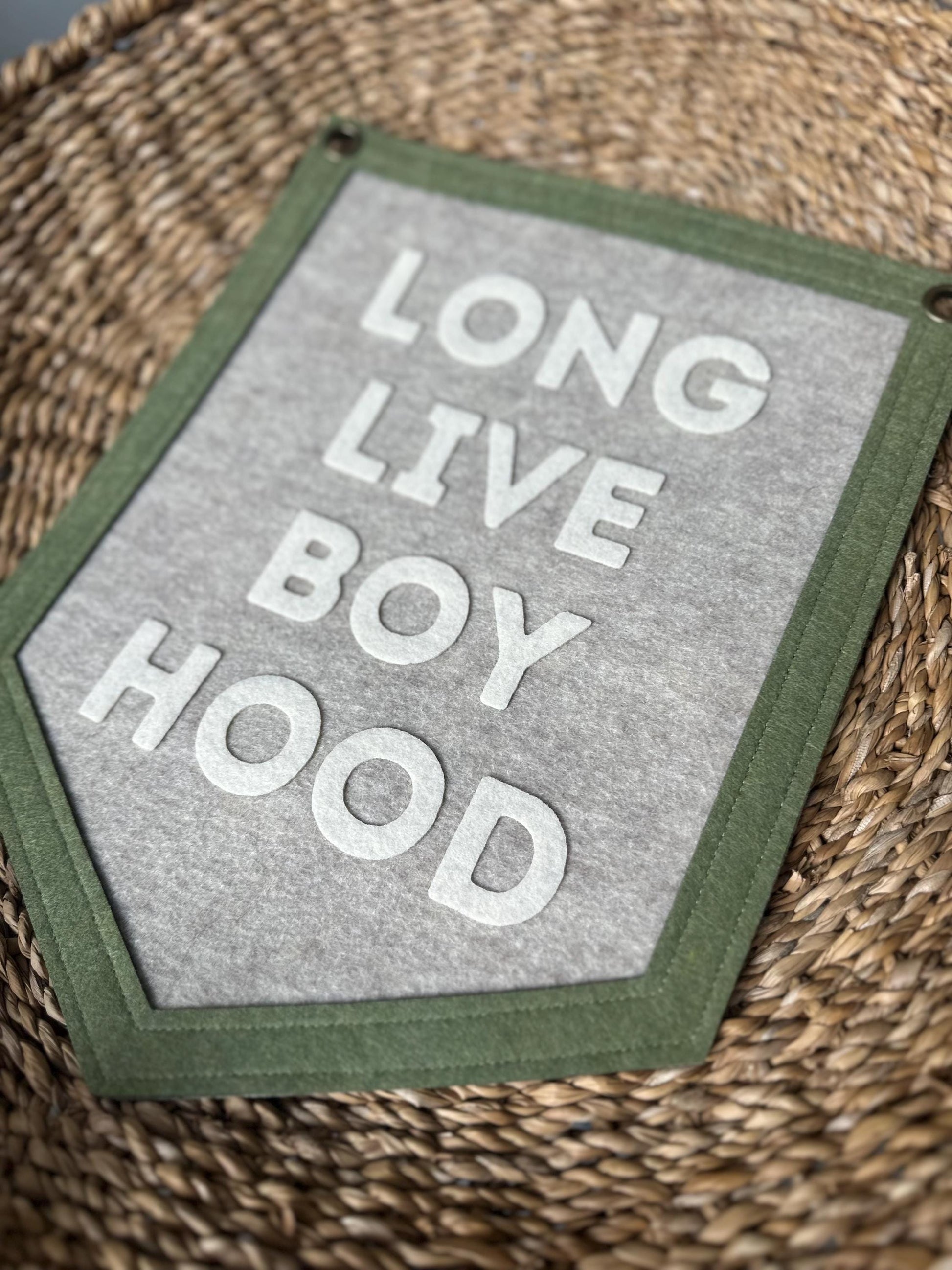 Long Live Boyhood Felt Pennant: Neutral Nursery Decor