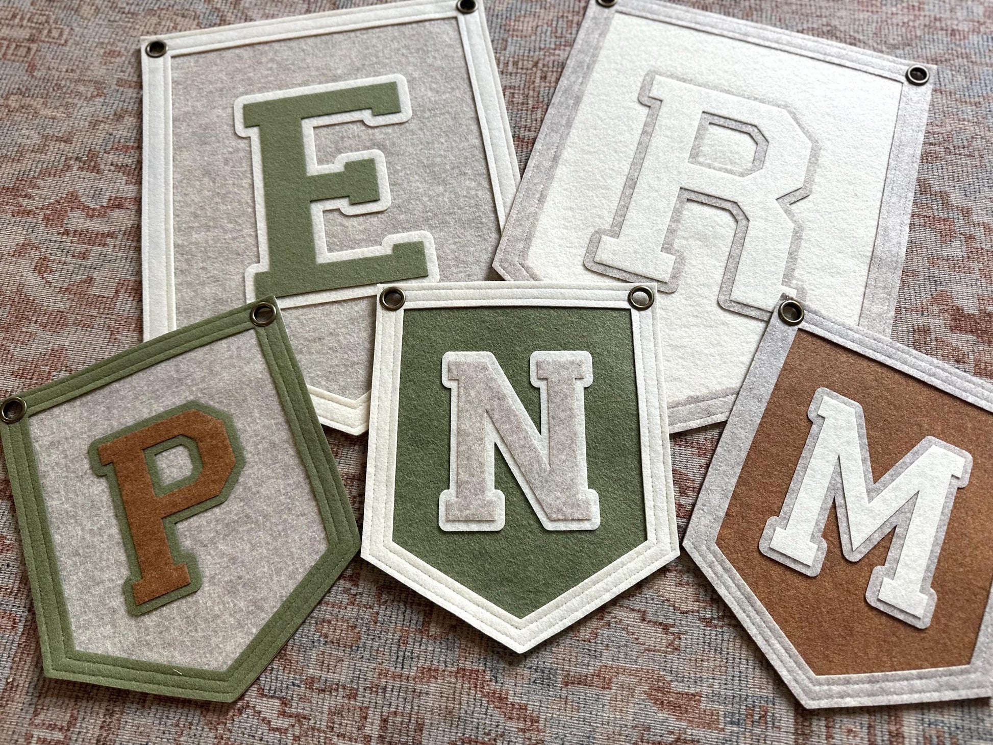 Custom initial pennant, personalized baby gift, neutral nursery decor, personalized baby flag for kids room