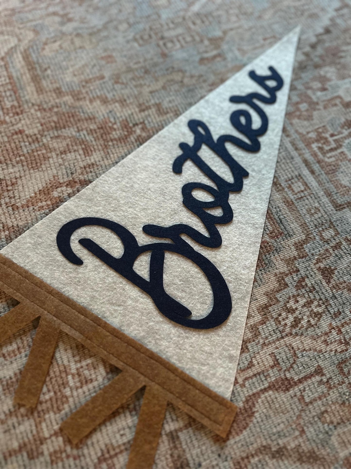 Vintage Brothers pennant flag, felt flag for shared boys' room, choose your color banner for playroom, bedroom door decor
