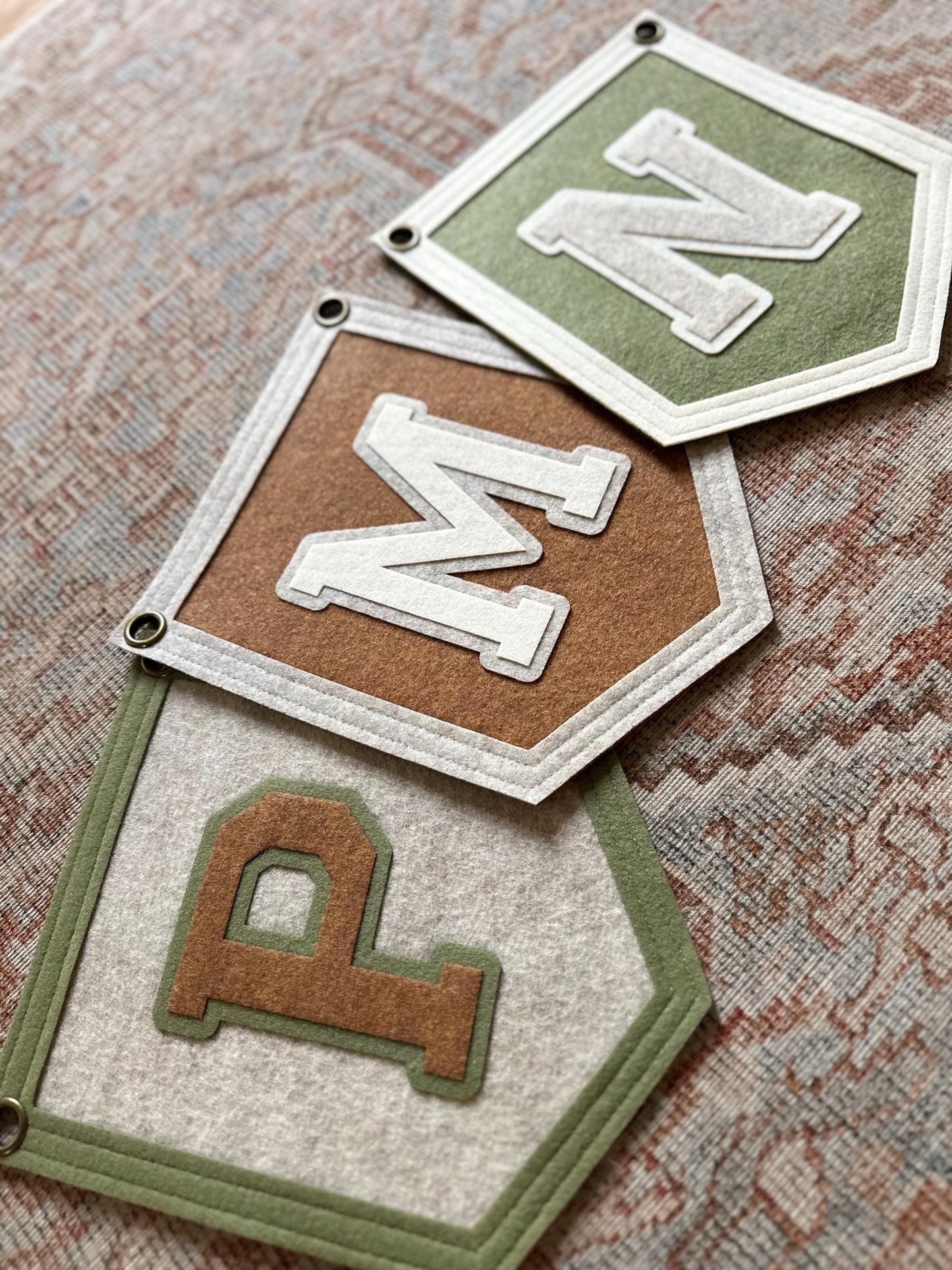 Custom initial pennant, personalized baby gift, neutral nursery decor, personalized baby flag for kids room