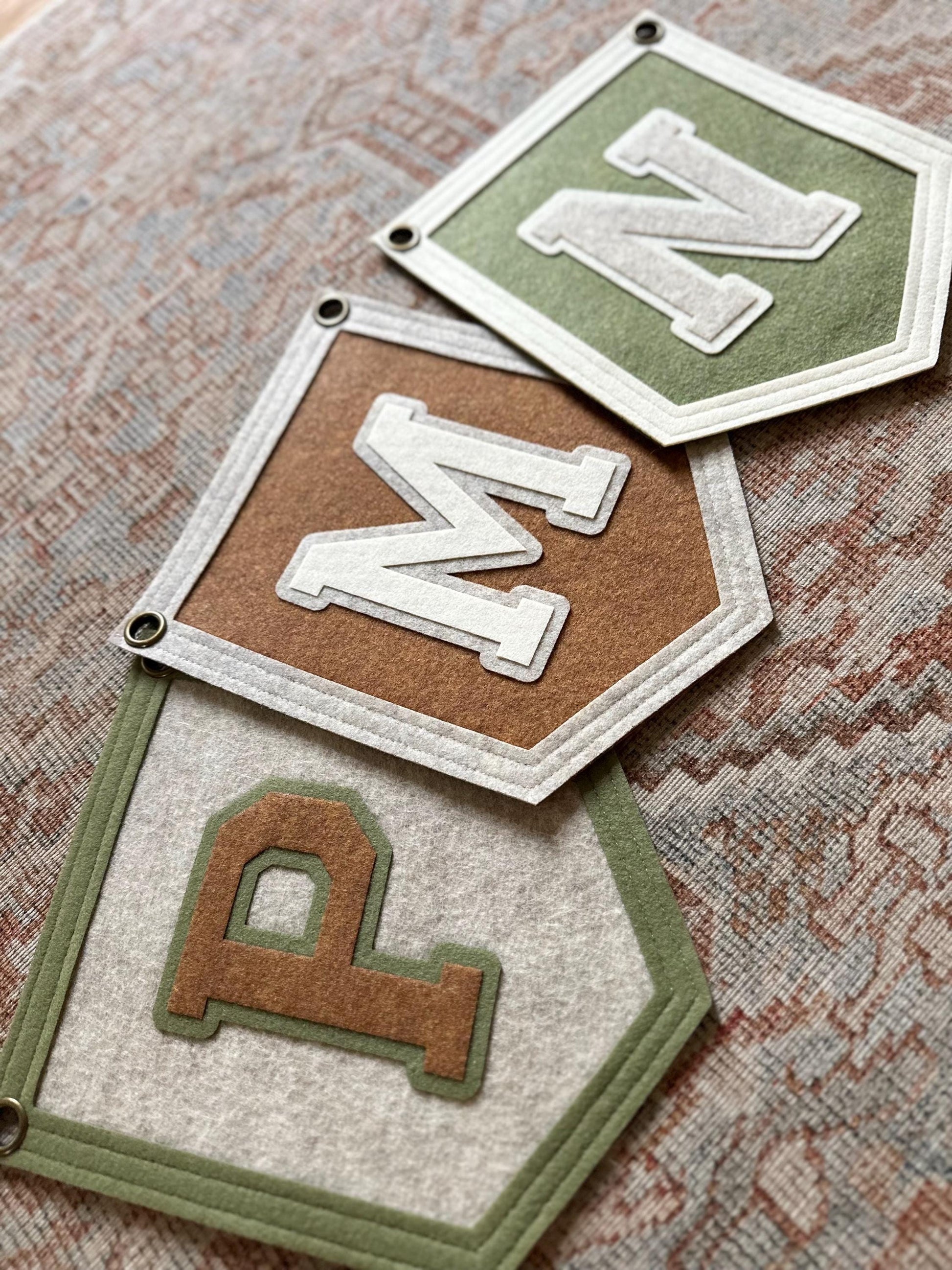 Custom initial pennant, personalized baby gift, neutral nursery decor, personalized baby flag for kids room