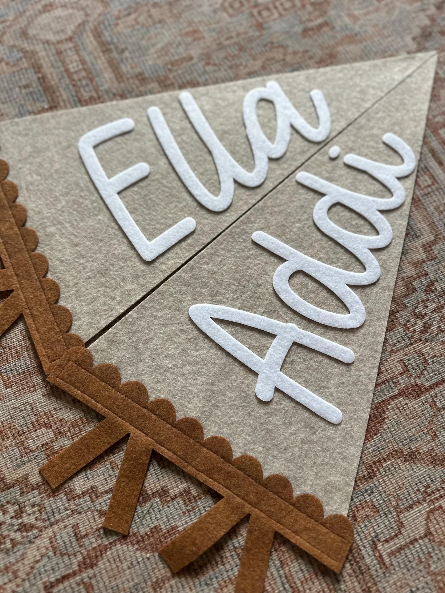 Personalized Scalloped Felt Name Pennant, Baby Girl Gift, Girl room decor