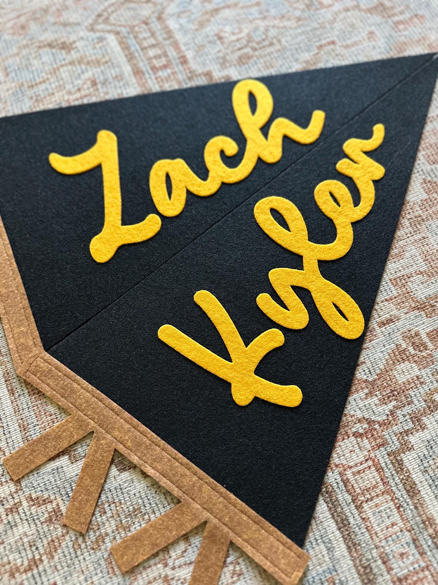 Custom felt name pennant, personalized baby gift, neutral nursery flag, playroom decor