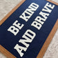 CUSTOM felt rectangle banner with sewn border, choose your own words, vintage wall hanging, felt pennant gift for gallery wall