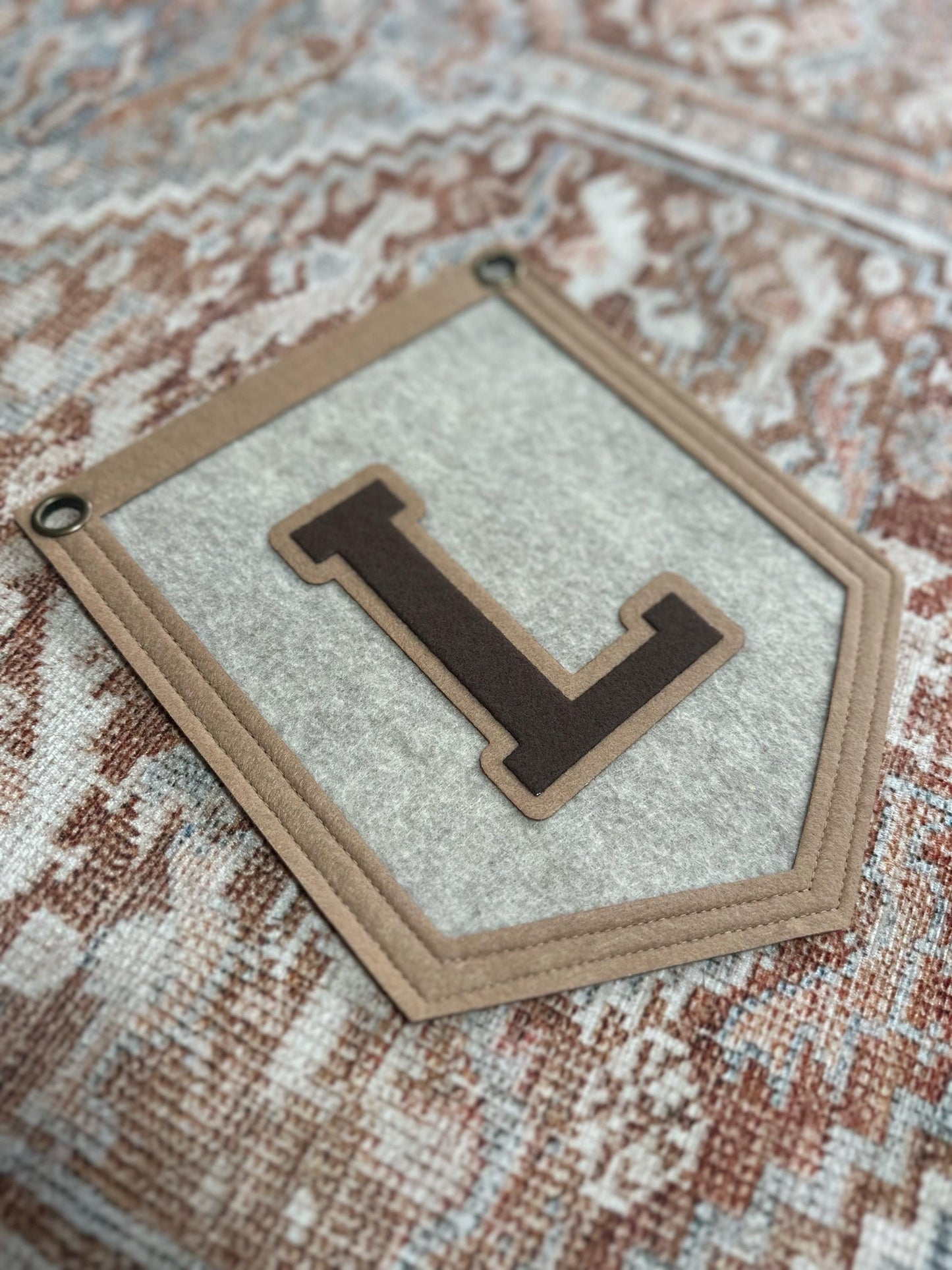 Custom initial pennant, personalized baby gift, neutral nursery decor, personalized baby flag for kids room