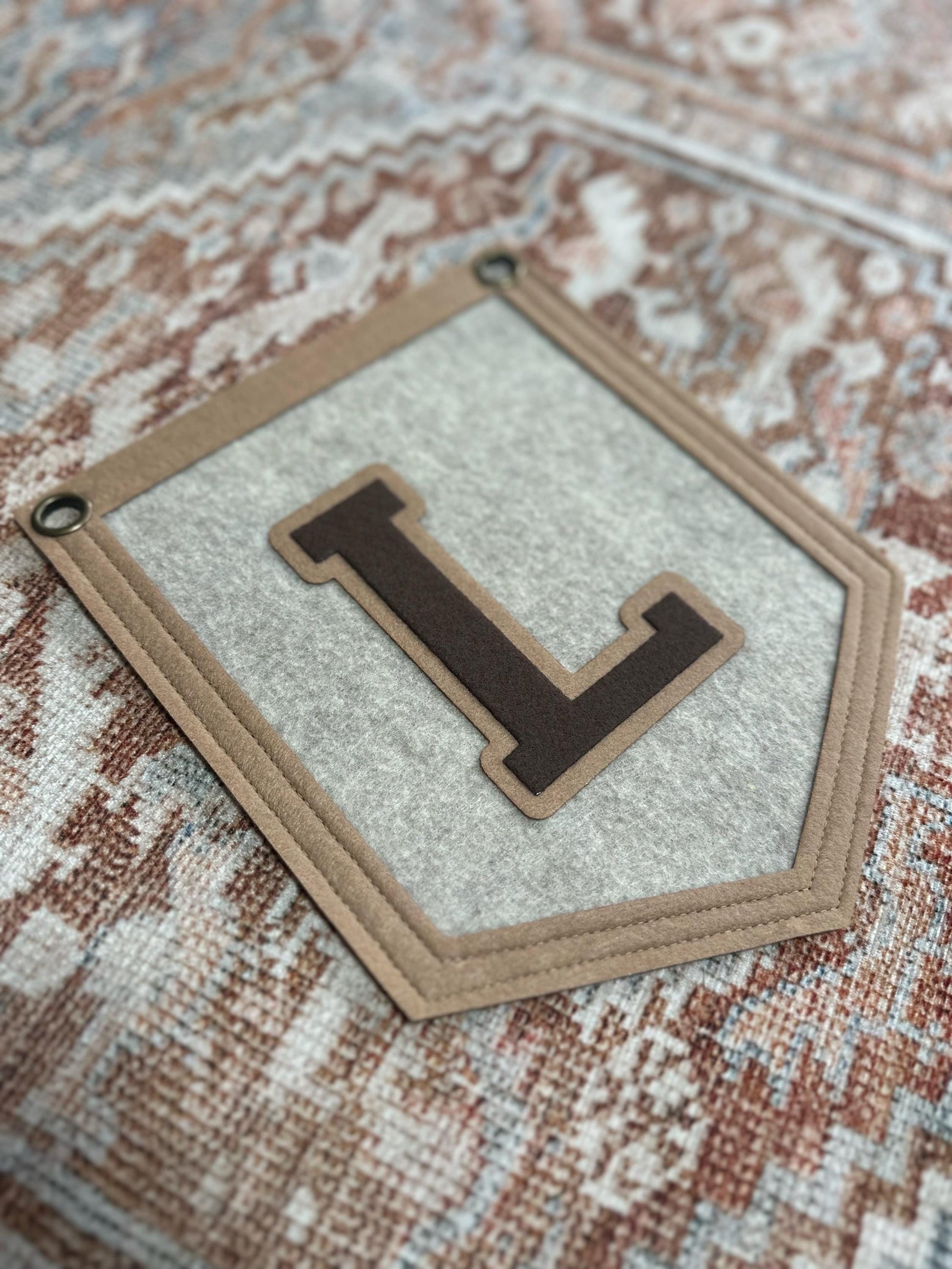 Custom initial pennant, personalized baby gift, neutral nursery decor, personalized baby flag for kids room