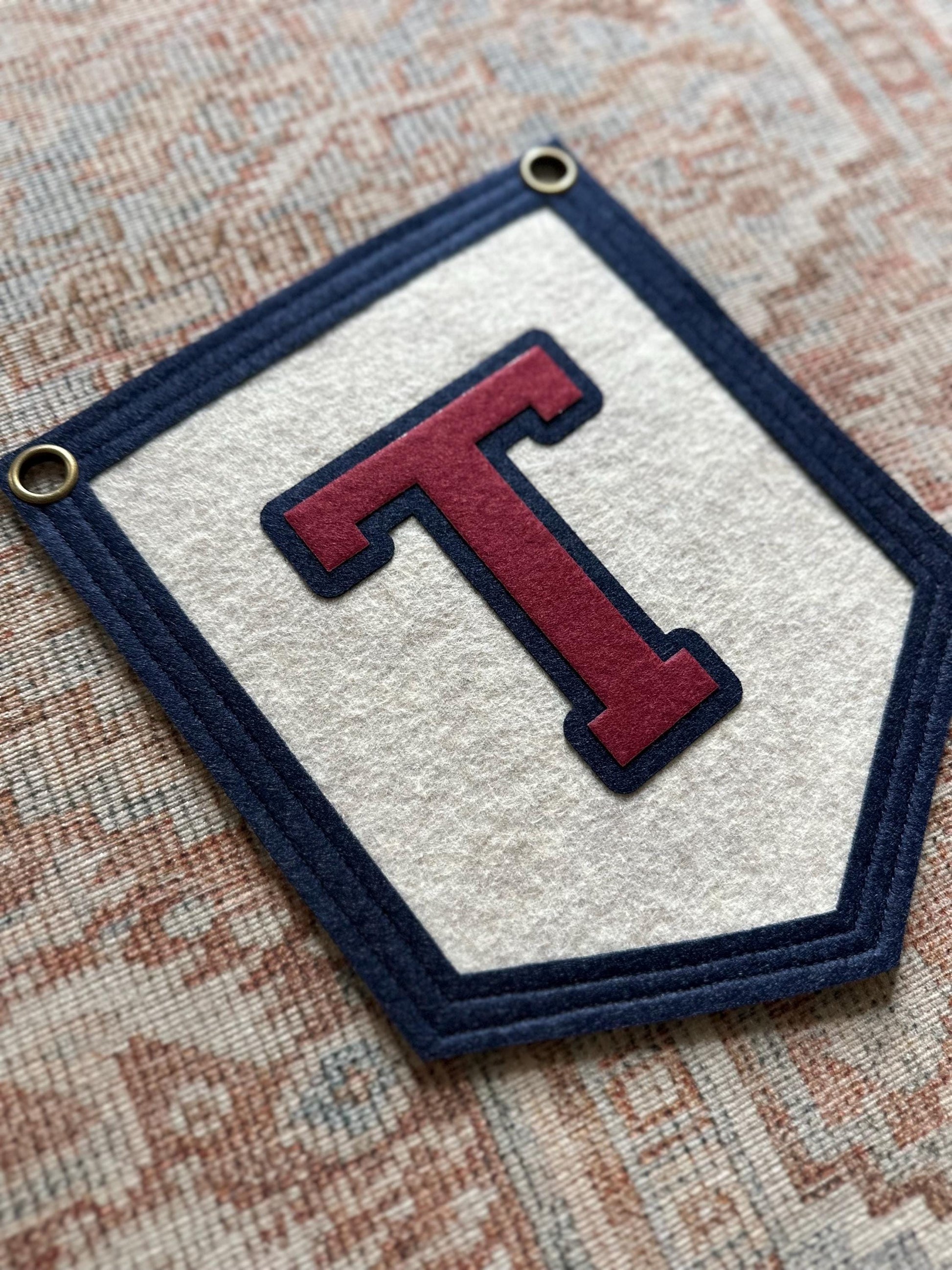 Custom initial pennant, personalized baby gift, neutral nursery decor, personalized baby flag for kids room