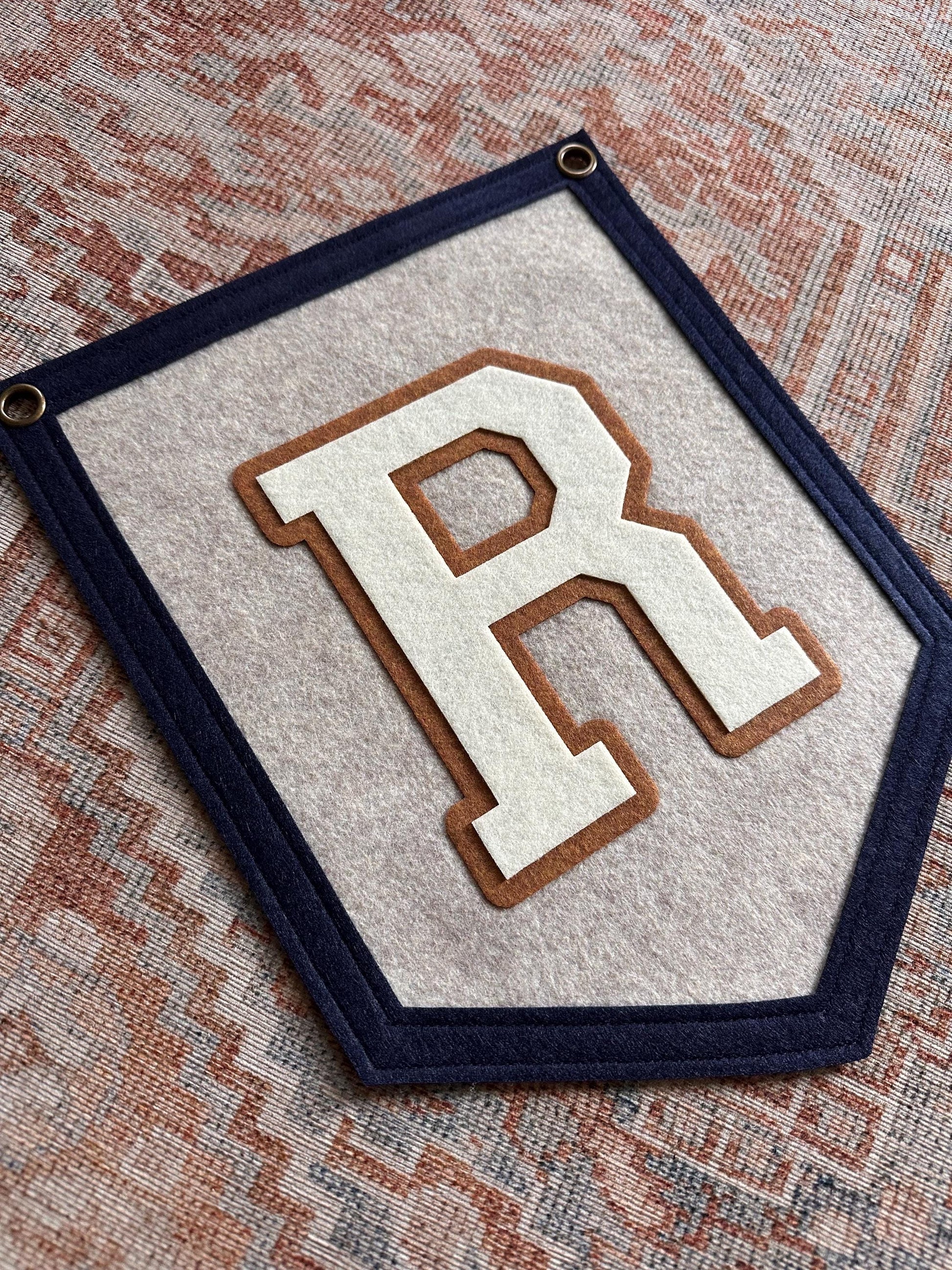 Custom initial pennant, personalized baby gift, neutral nursery decor, personalized baby flag for kids room