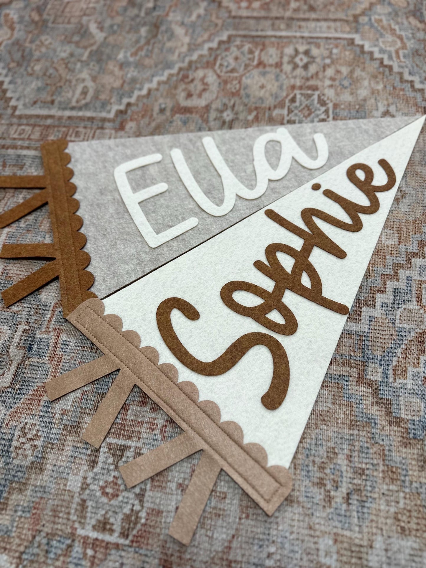 Personalized Scalloped Felt Name Pennant, Baby Girl Gift, Girl room decor