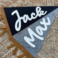 Custom felt name pennant, personalized baby gift, neutral nursery flag, playroom decor