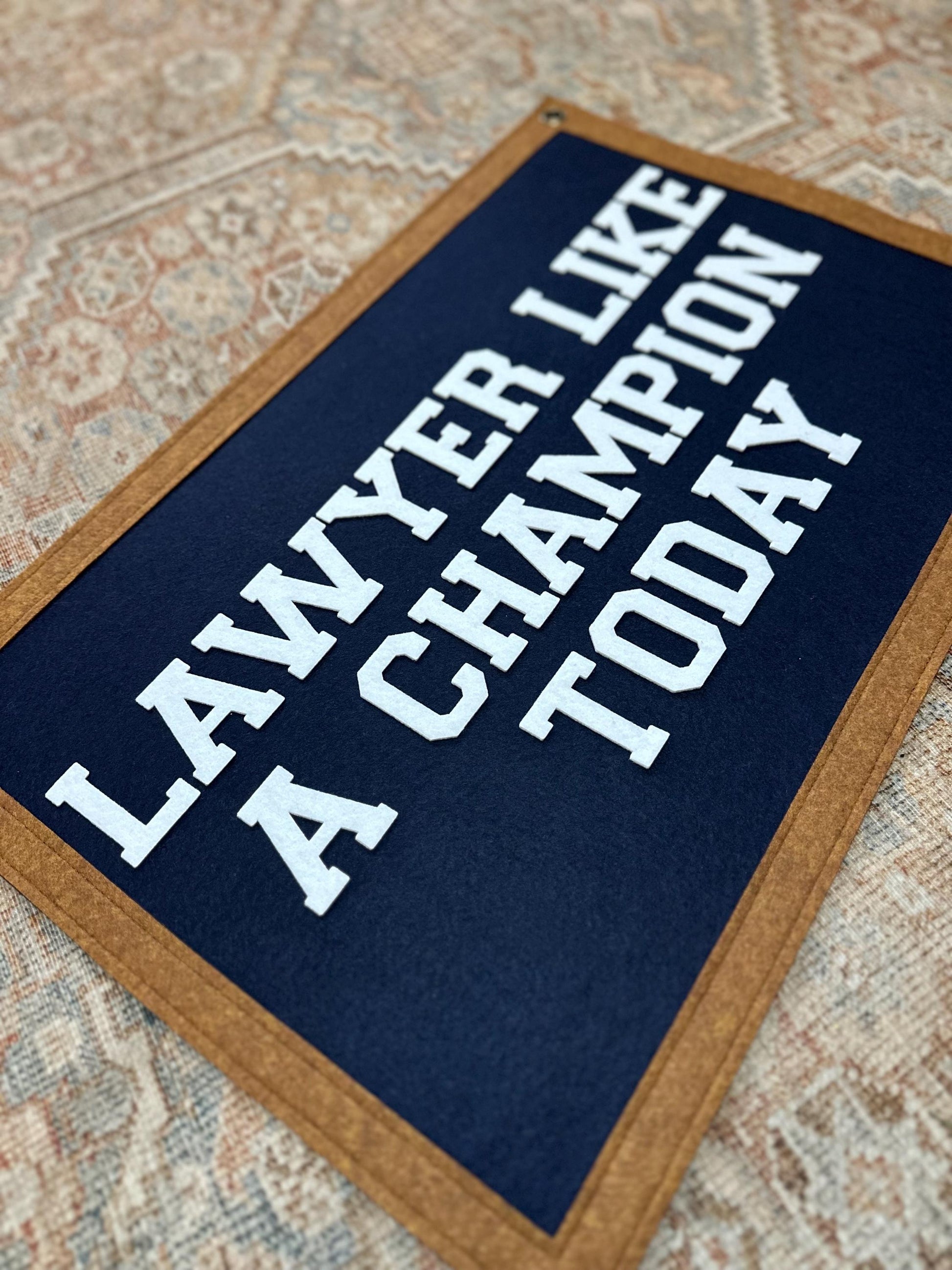 CUSTOM felt rectangle banner with sewn border, choose your own words, vintage wall hanging, felt pennant gift for gallery wall
