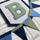 Custom initial pennant, personalized baby gift, neutral nursery decor, personalized baby flag for kids room