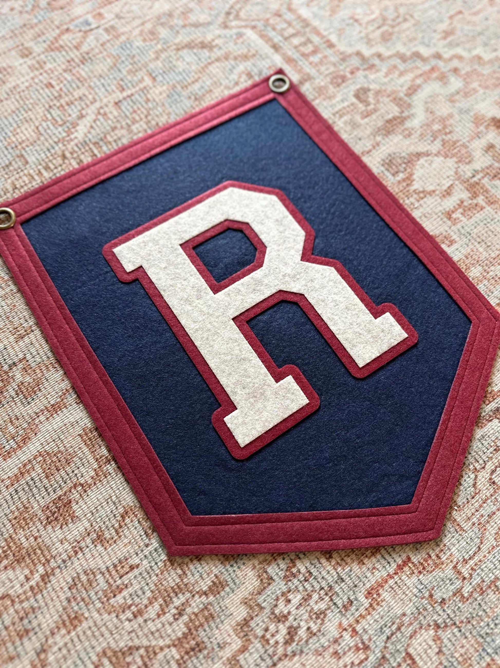 Custom initial pennant, personalized baby gift, neutral nursery decor, personalized baby flag for kids room