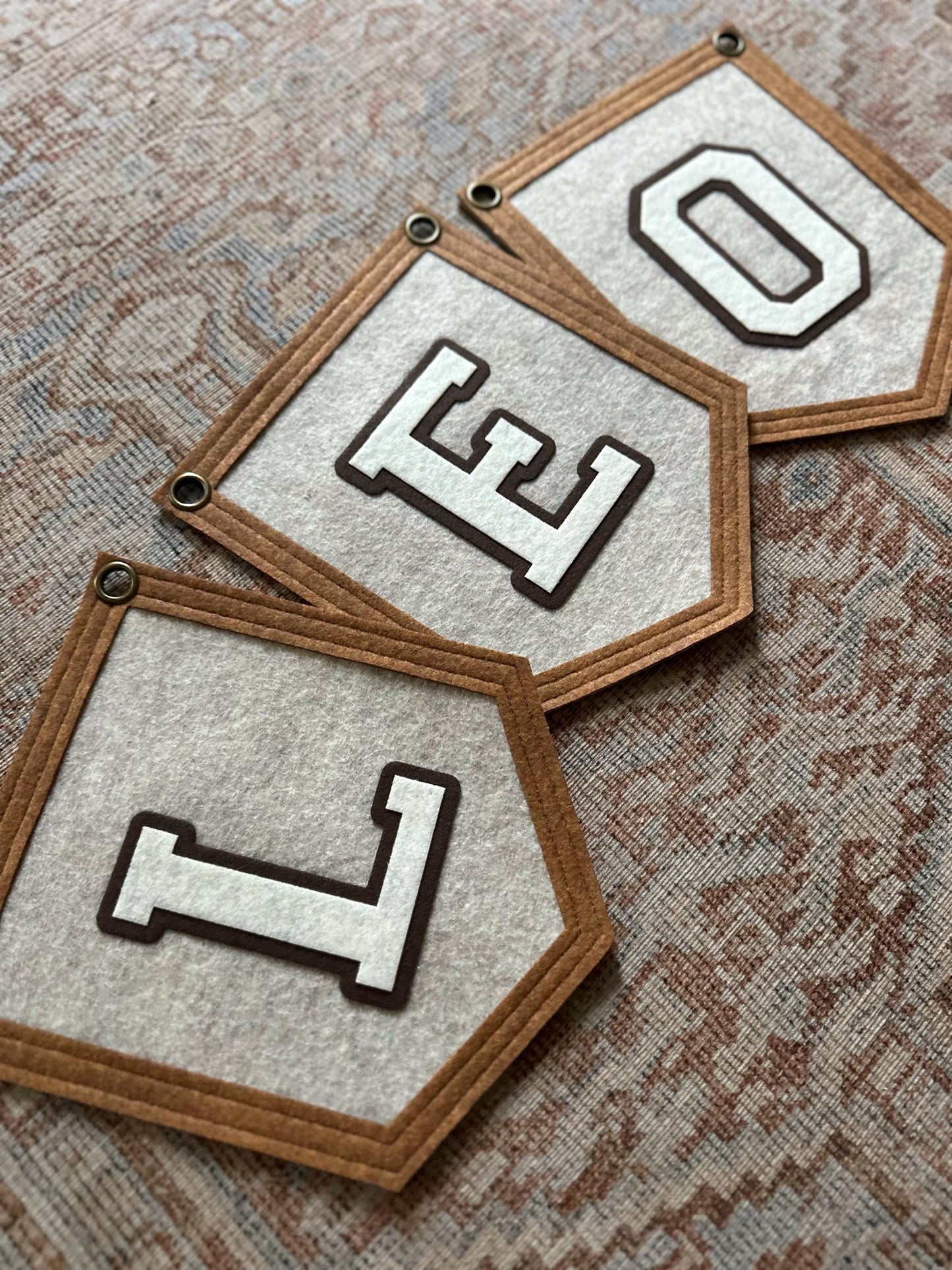 Custom initial pennant, personalized baby gift, neutral nursery decor, personalized baby flag for kids room