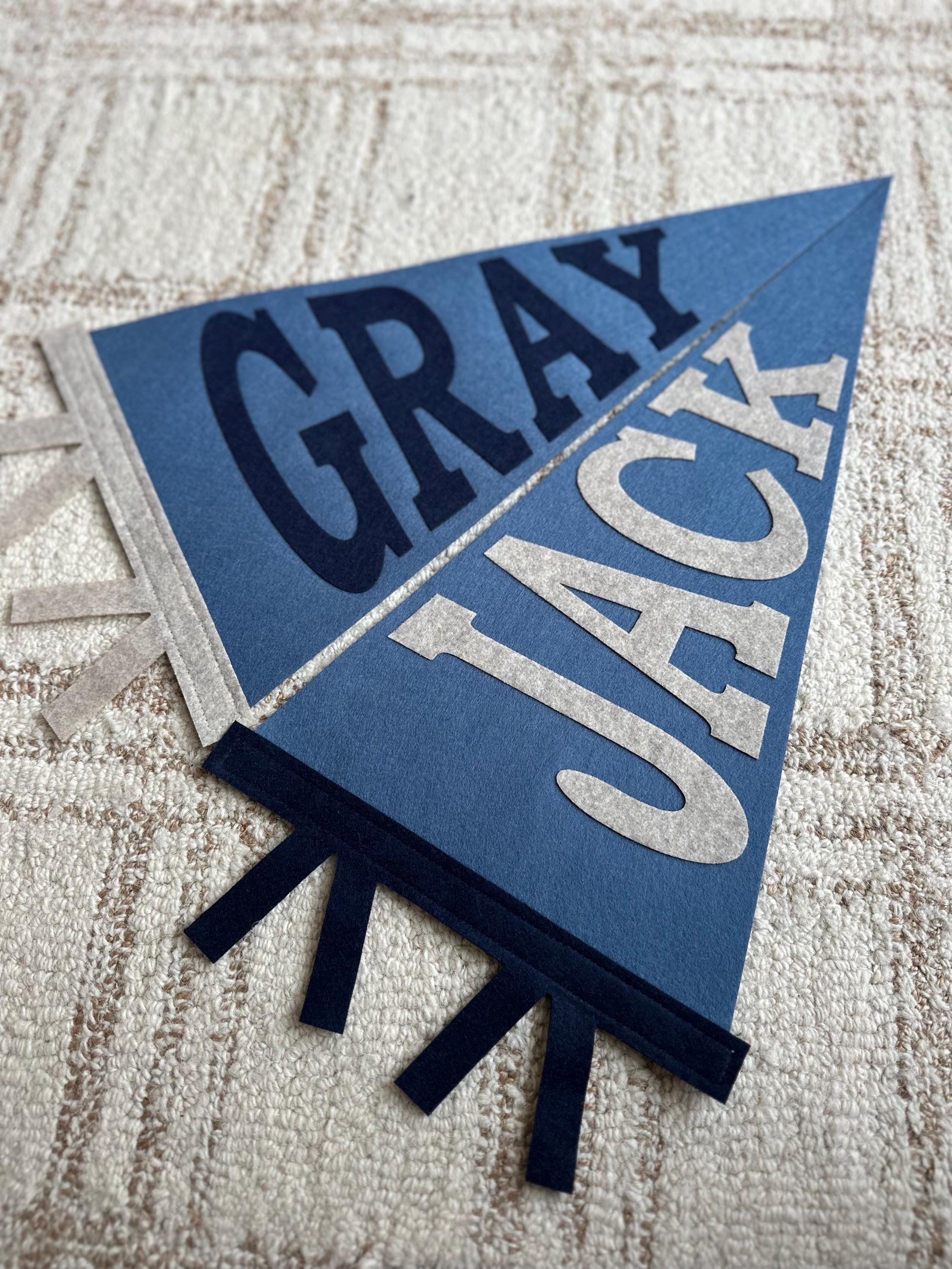 Custom PRINTED BLOCK name pennant, personalized baby gift, neutral nursery decor, personalized baby boy girl name flag, felt pennant